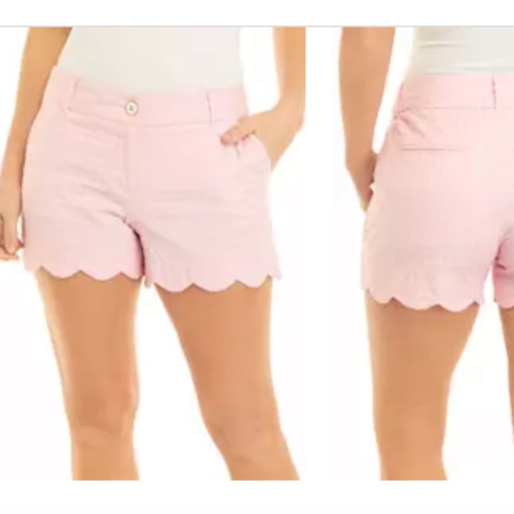 Crown & Ivy Women's Textured Scalloped Shelby Shorts Pink - Picture 2 of 8
